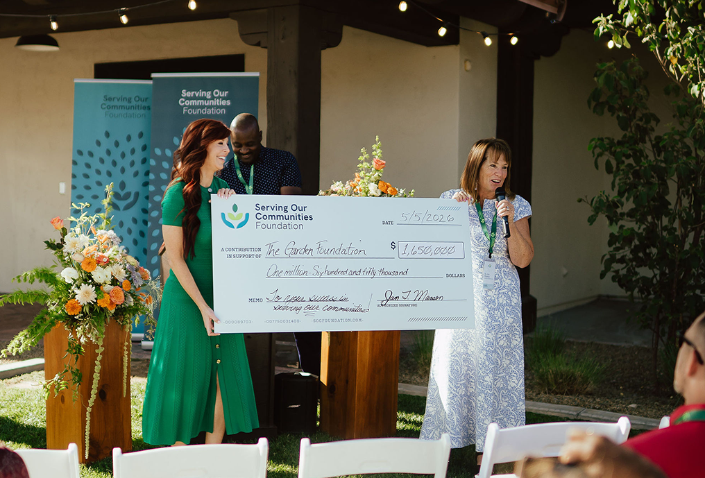 large check donation and partnership with garden foundation in las vegas